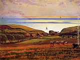 William Holman Hunt Canvas Paintings - Fairlight Downs, Sunlight on the Sea